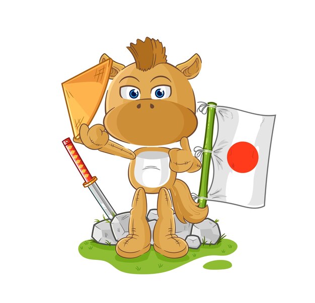 Personagem de desenho animado de vetor japonês de cavalo