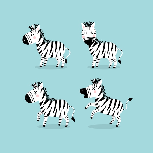 Personagem de desenho animado de zebra fofa.