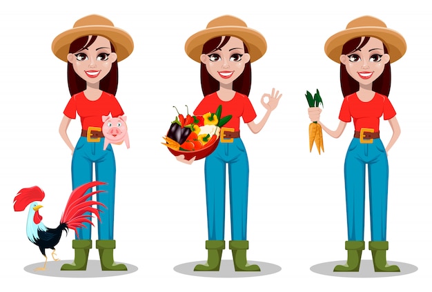 Personagem de desenho animado do agricultor