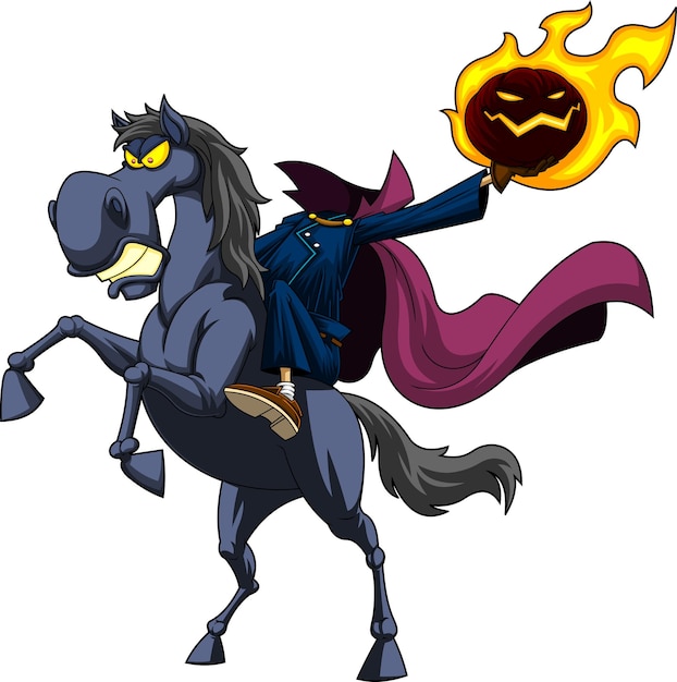 Vetor personagem de desenho animado do cavaleiro malvado com lanterna de jack cabeça de abóbora vetor mão desenhada ilustração