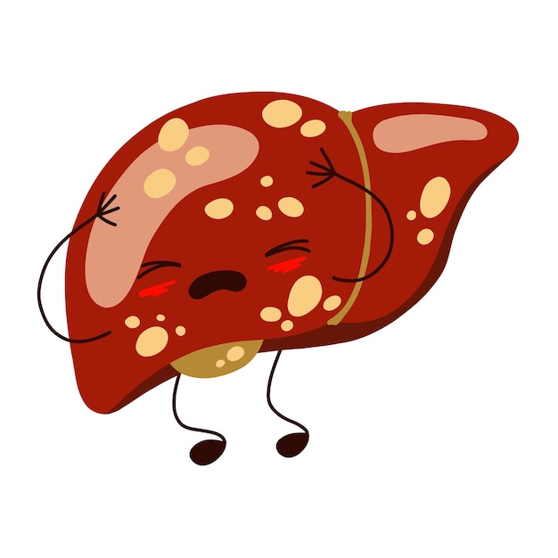 Personagem de desenho animado do fígado doença de manchas cutâneas insalubres doença hepática hepatose gordurosa estoque