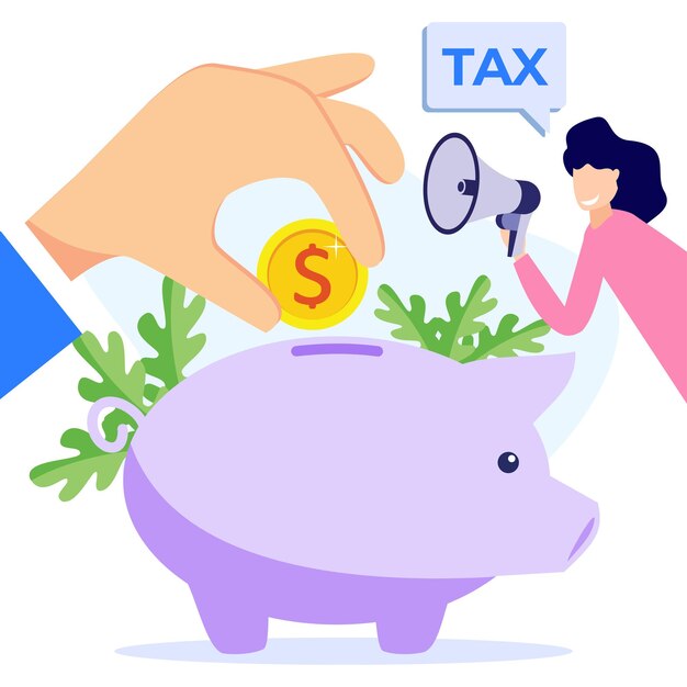 Personagem de desenho animado do gráfico vetorial de ilustração de impostos sobre o pagamento