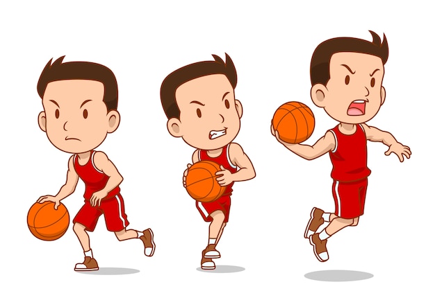 Personagem de desenho animado do jogador de basquete.