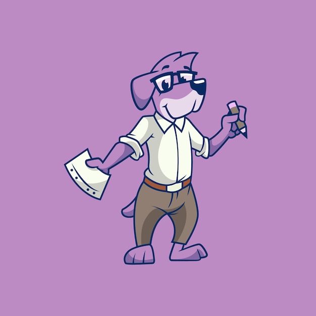 Personagem de desenho animado do smart nerd office dog