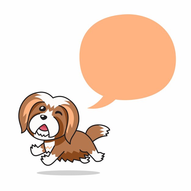 Personagem de desenho animado executando cachorro lhasa apso com balão