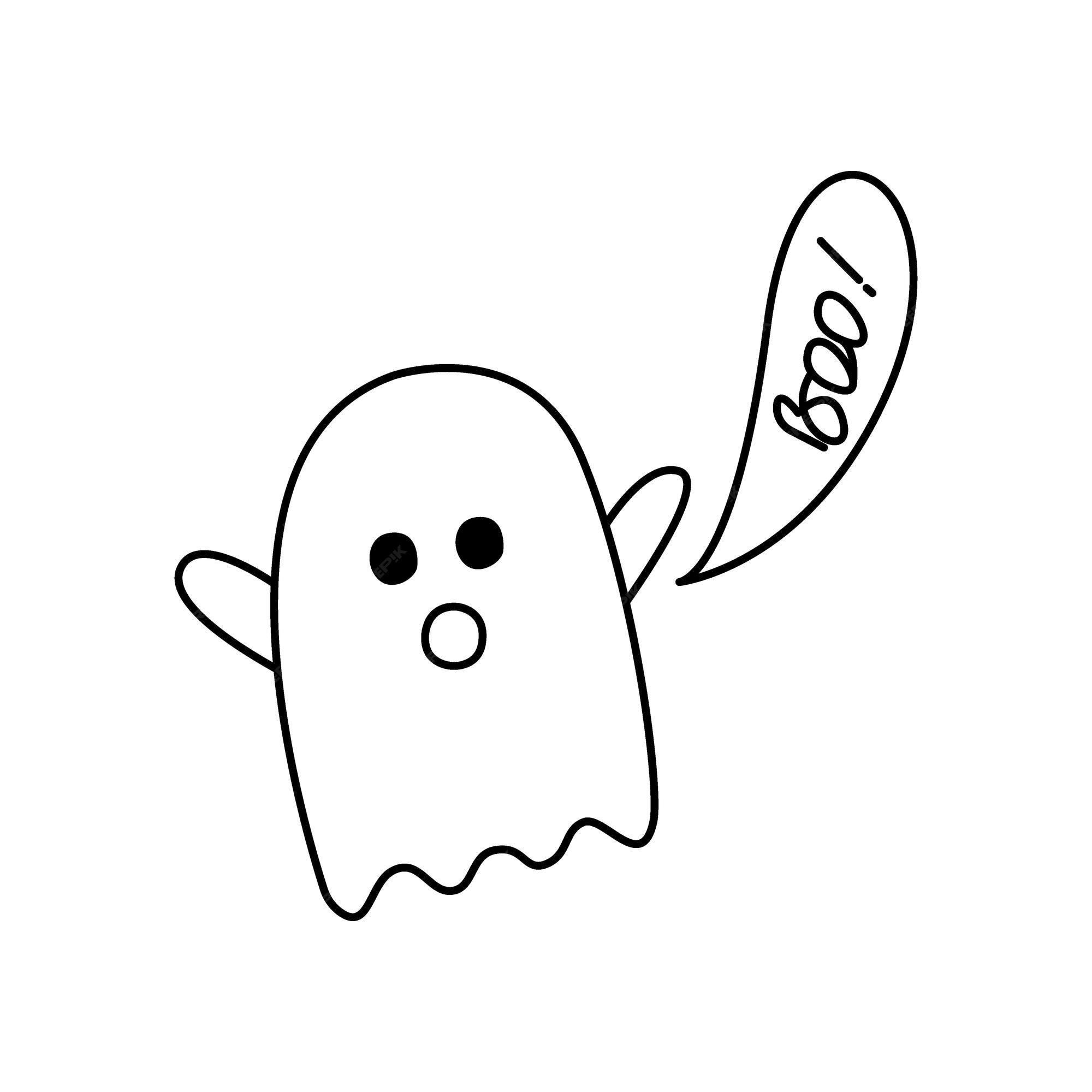 Personagem de desenho animado fantasma de halloween rabisca