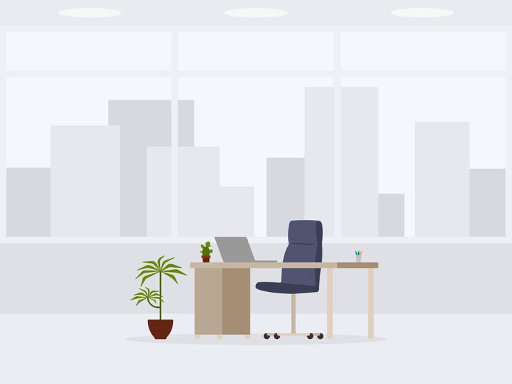 Vetor personagem de desenho animado funcionária de escritório mulheres sentadas na mesa digitando no teclado do computador