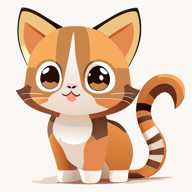 Vetor personagem de desenho animado gatinho fofo para ilustração vetorial de crianças