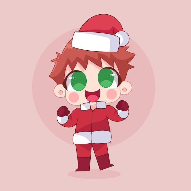 Vetor personagem de desenho animado kawaii de natal