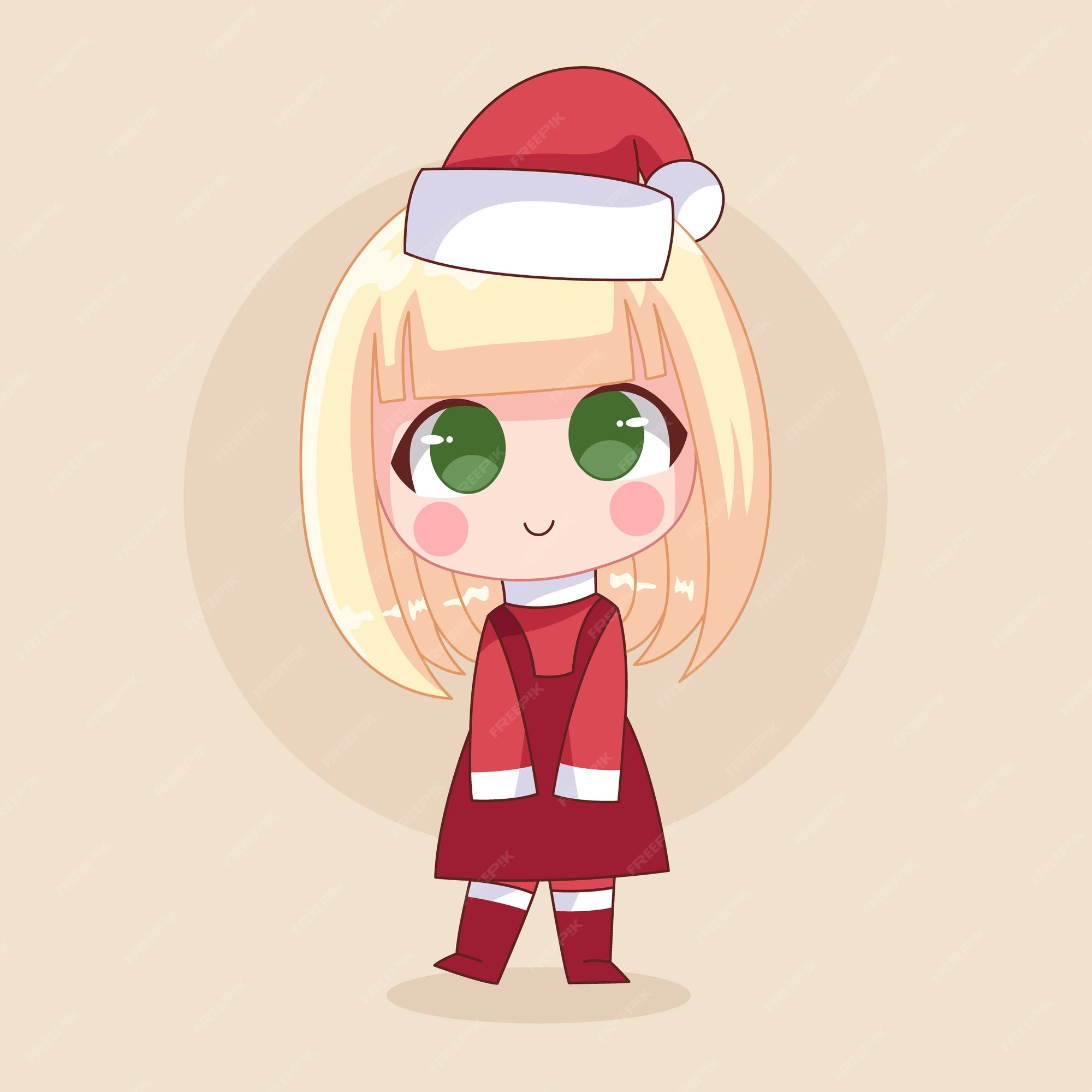 ilustração de desenho animado de natal anime de personagem kawaii