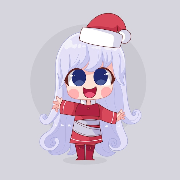 Personagem de desenho animado kawaii de natal