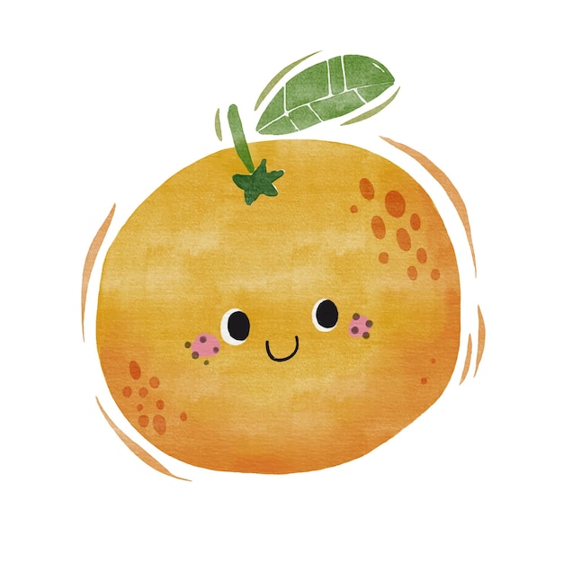 Personagem de desenho animado laranja bonito em aquarela