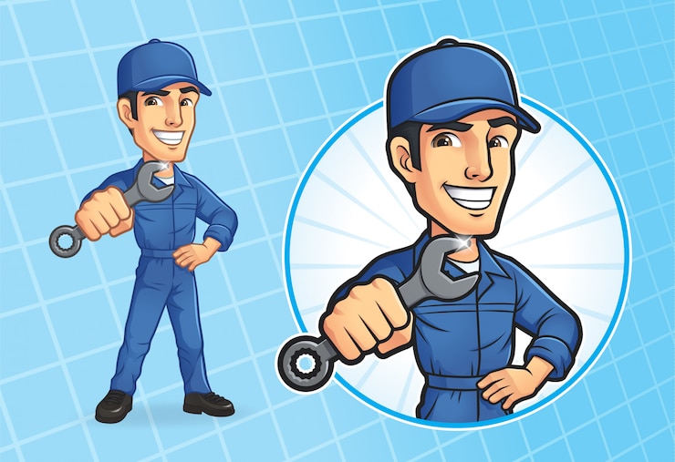 Vetor personagem de desenho animado mecânico