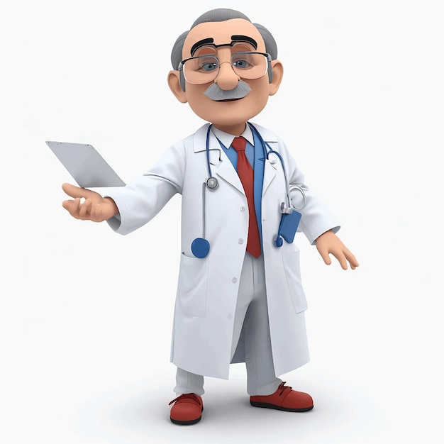 Vetor personagem de desenho animado médico 3d