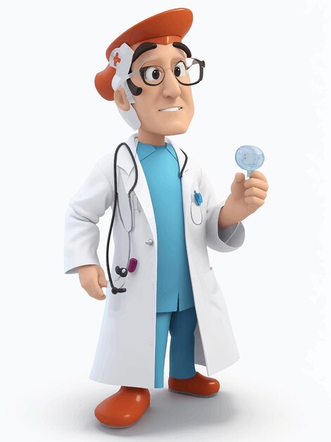 Vetor personagem de desenho animado médico 3d