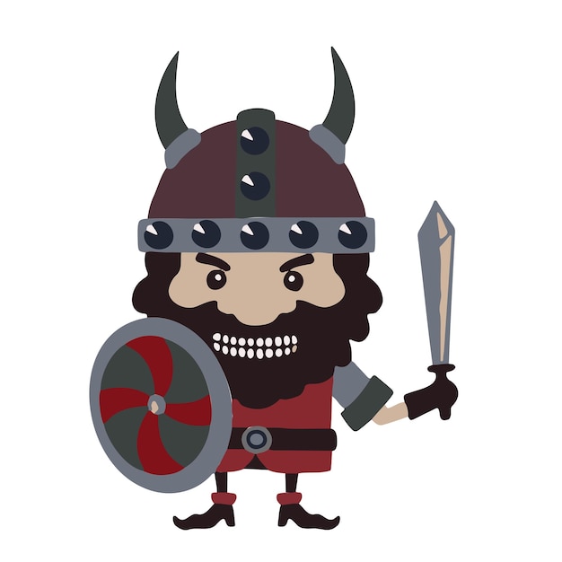 Personagem de desenho animado militar de vikings fofo de vetor