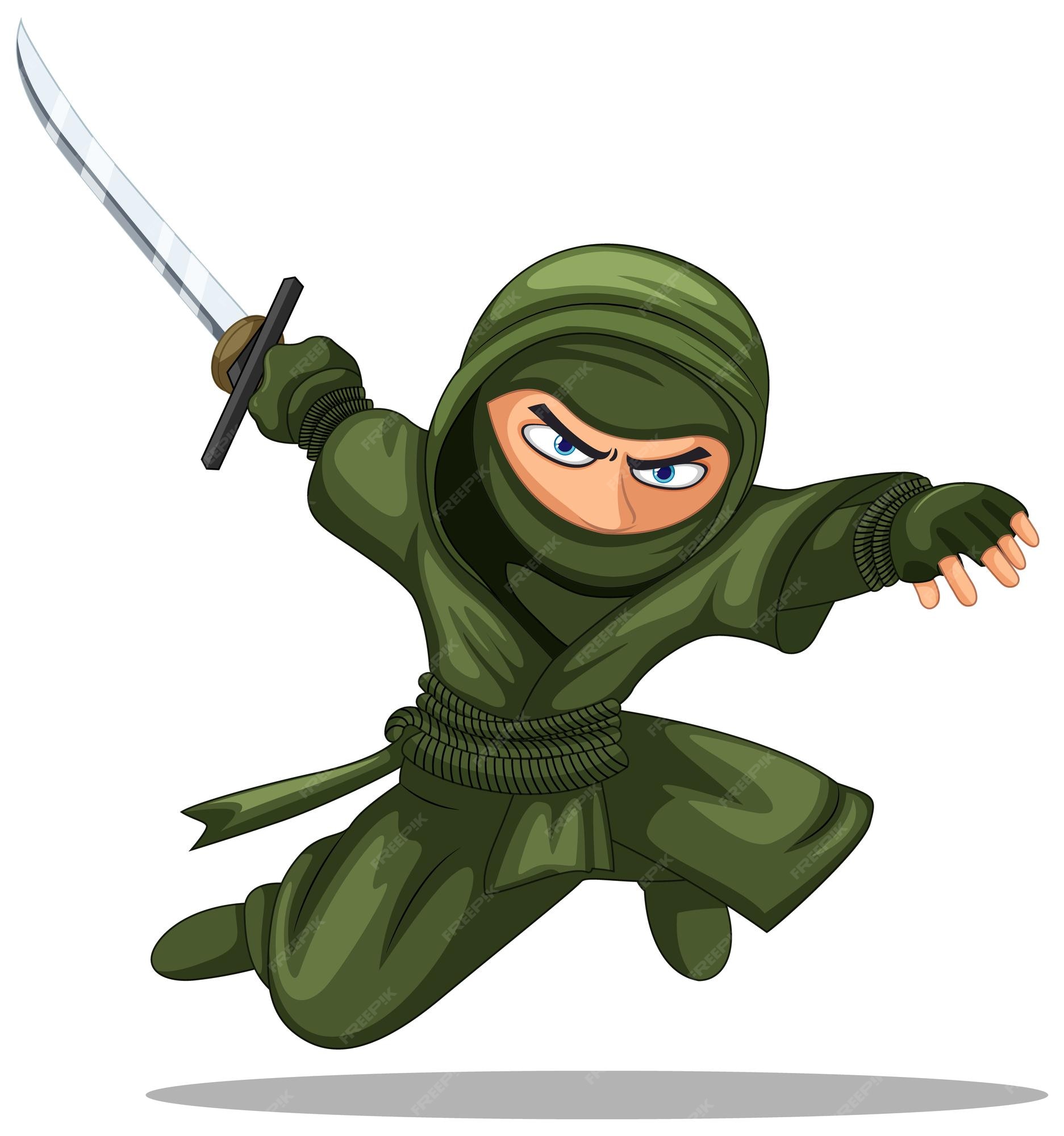 Personagem de desenho animado ninja asiático