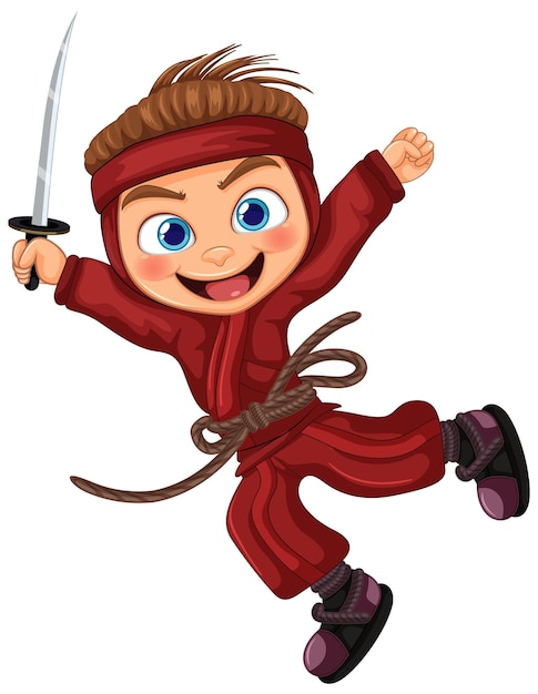 Personagem de desenho animado ninja asiático