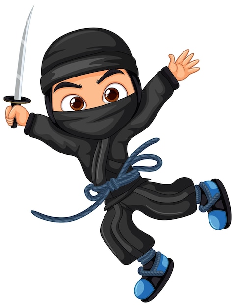 Vetor personagem de desenho animado ninja asiático