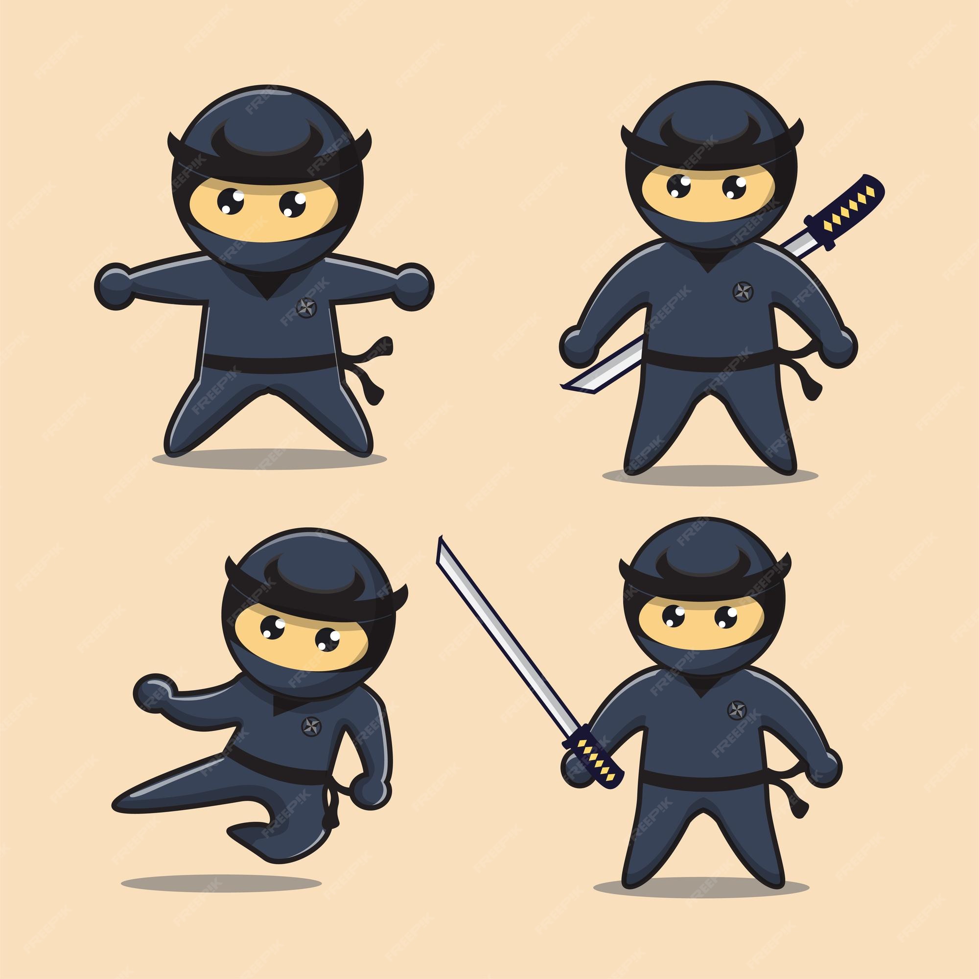 Ilustração do vetor dos desenhos animados ninja cartazes para a parede •  posters ninja, samurai, discrição