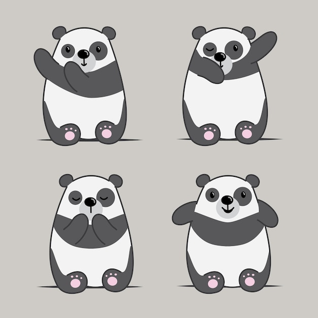 Personagem de desenho animado panda bonito engraçado ilustração vetorial de animais selvagensbom para recursos gráficos infantis