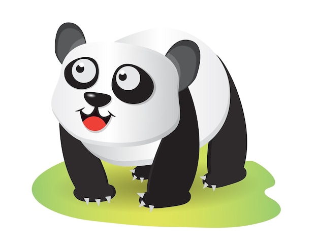 personagem de desenho animado panda bonito na grama