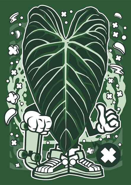 Personagem de desenho animado Philodendron Splendid