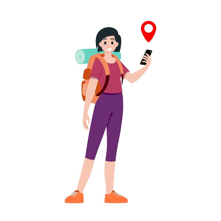 Personagem de desenho animado plana de turista jovem e feliz Viajando pessoas em viagem de férias de verão Isolado em fundo branco