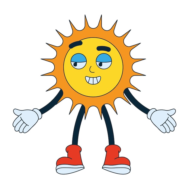 Vetor personagem de desenho animado sol ícone do tempo isolado