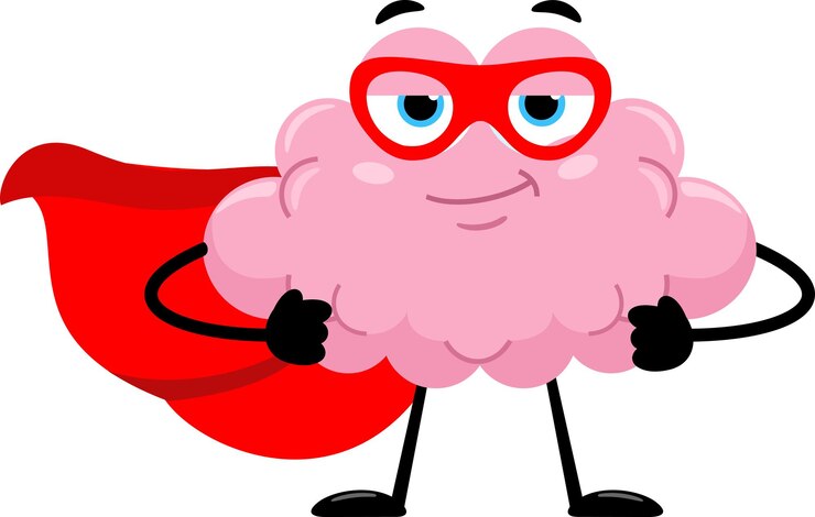 Vetor personagem de desenho animado superhero brain