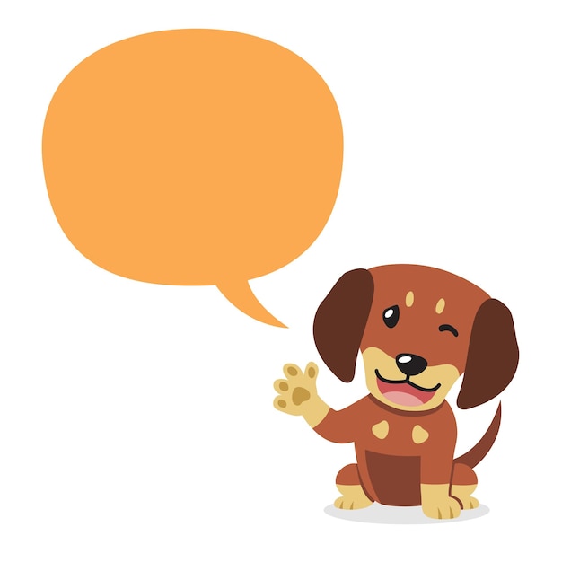 Vetor personagem de desenho animado vetorial cachorro dachshund com bolha de fala