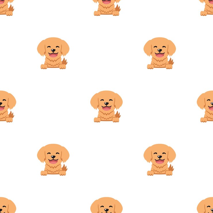 Vetor personagem de desenho animado vetorial cão golden retriever sem costura de fundo