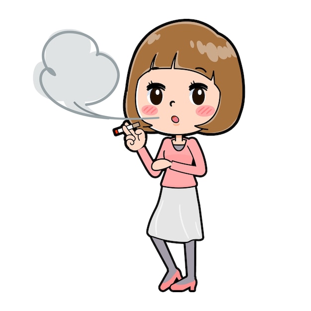 Personagem de desenho bonito de jovem com um gesto de fumar.