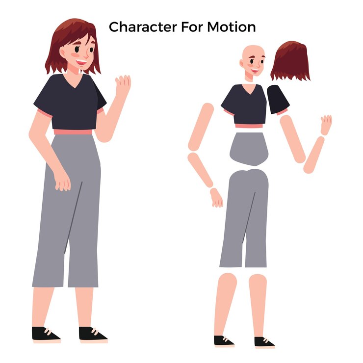 Vetor personagem de desenho feminino para design de movimento