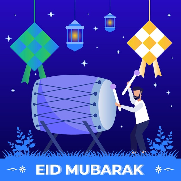 Personagem de desenho gráfico vetorial de ilustração de eid mubarak