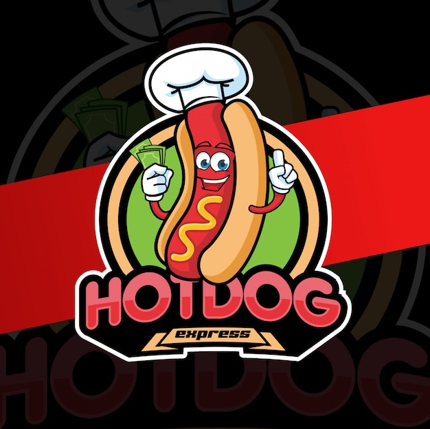 Personagem de design de logotipo de mascote de cachorro-quente