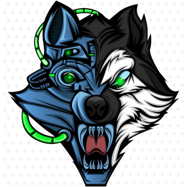 Vetor personagem de design de logotipo de mascote de jogos de esport wolf