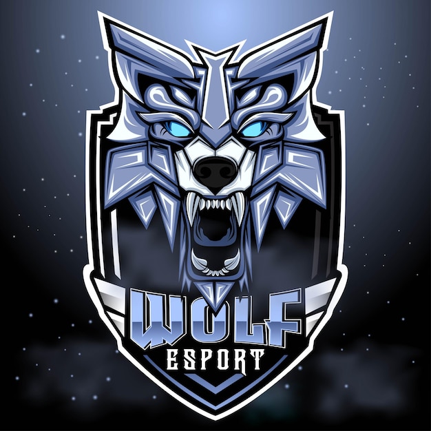 Vetor personagem de design de logotipo de mascote de jogos esportivos wolf