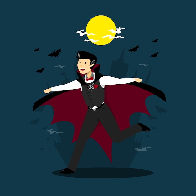 Personagem de drácula em design plano