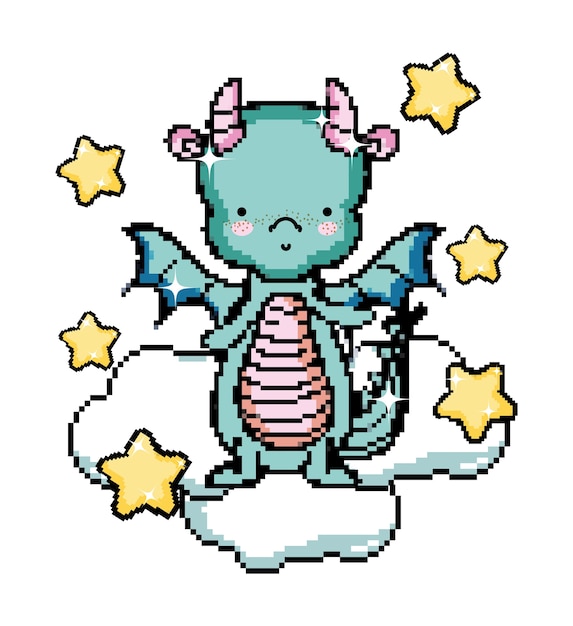 Personagem de dragão de arte pixel