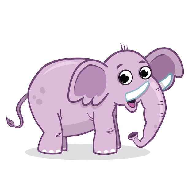 Personagem de elefante fofo em ilustração vetorial de fundo branco