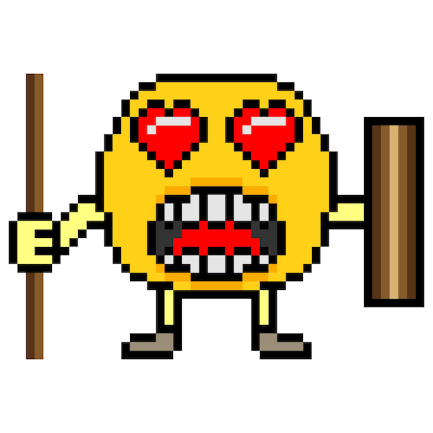 Personagem de emoticon de rosto de pixel art. ilustração em vetor.