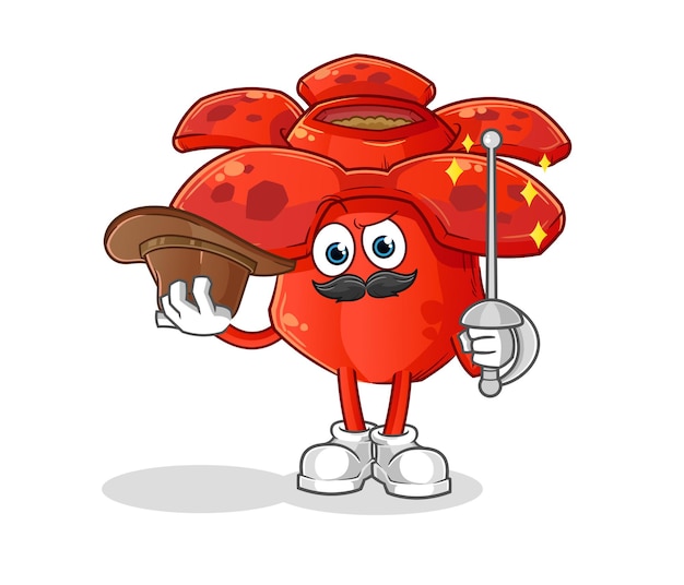 Personagem de esgrimista rafflesia arnoldii. vetor de mascote de desenho animado