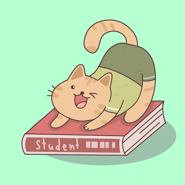 Personagem de estudante animal gato de volta à escola