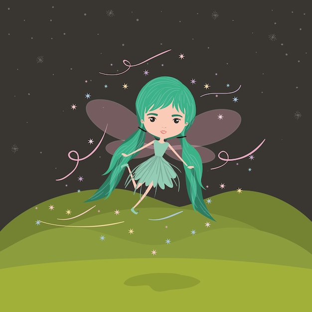 personagem de fadas feminino fantástico voando com asas