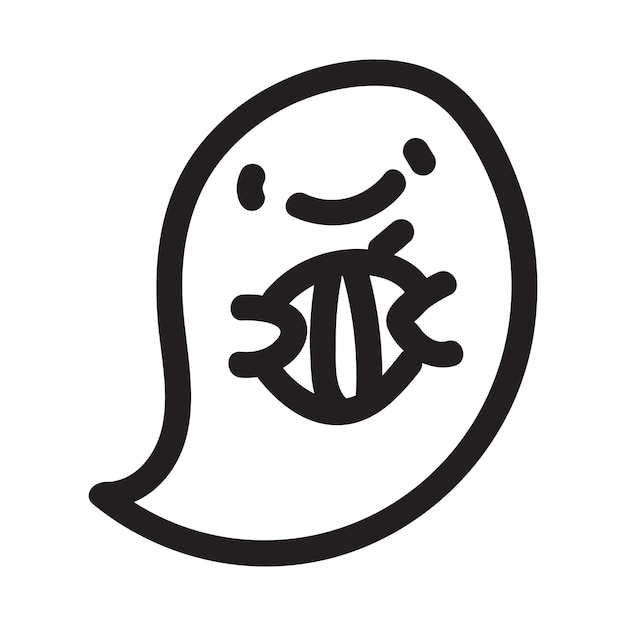 Personagem de fantasma doodle fofo com abóbora. ilustração em vetor feliz halloween fantasma dos desenhos animados. impressão de convite de cartão de festa, impressão de camisa ou produto, design de adesivo