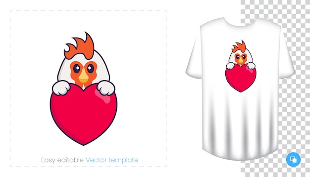 Personagem de frango bonito. impressões em camisetas, camisolas.