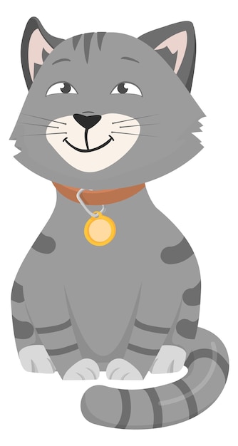 Personagem de gato de desenho animado gatinho sentado animal de estimação feliz