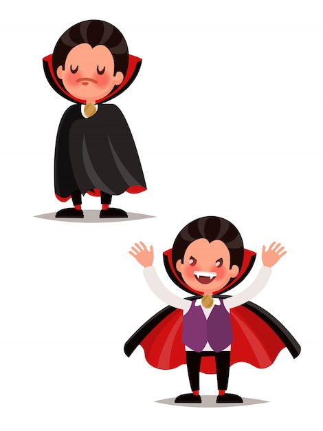 Personagem de halloween infantil. pequeno drácula. ilustração