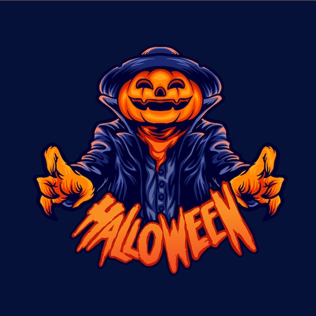 Vetor personagem de halloween jack o lantern